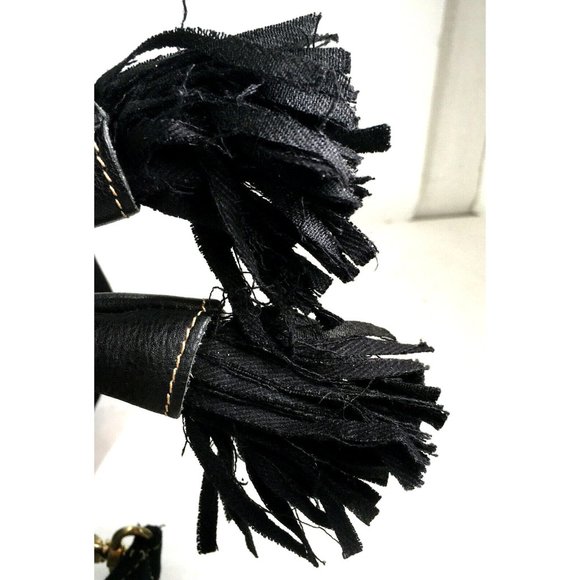 Kenneth Cole Reaction Black Leather and Fabric Satchel Shoulder Bag - Picture 11 of 12